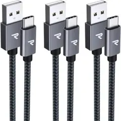 RAMPOW USB Type C ケーブル 3本 1m ブラック