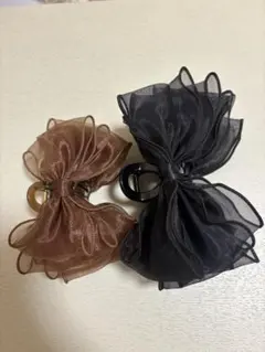 シフォンリボンヘアクリップ2個セット
