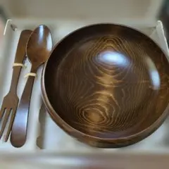 木製　サラダボウル　フォーク　スプーン　セット