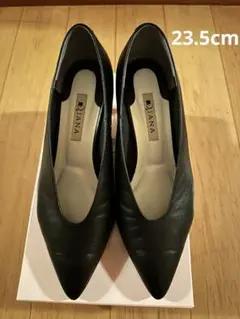 DIANAブラック レザー ポインテッドトゥパンプス 23.5cm