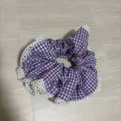 【手作り】 紫色 シュシュ