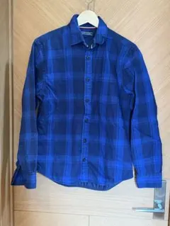 TOMMY HILFIGER 青系チェック 長袖シャツ S