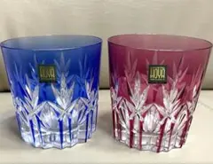 HOYA　保谷　クリスタル　江戸切子　ロックグラス　ペア