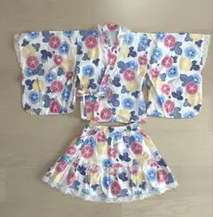 週末限定セール！キッズ　花柄浴衣ドレス　セパレート　レース　120cm