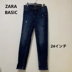 ZARA BASIC ダメージデニム スキニーパンツ 24インチ 美脚