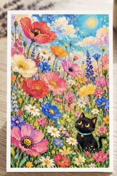 デジタルスピリチュアルアート 色彩の魔法 猫 ねこ ネコ ポストカード