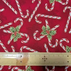 スティックキャンディ柄 レッド地 200cm　ROBERT KAUFMAN
