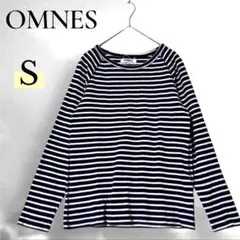 OMNES 長袖Tシャツ S ボーダー 白 ネイビー 薄手 シンプル カジュアル