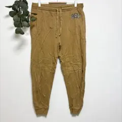GAP パンツ スウェットパンツ 裏起毛 リブ リラックス ロゴ 黄茶 デイリー