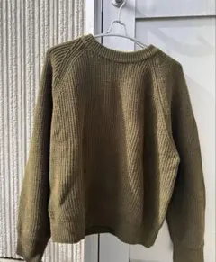 havehad オリーブ リブ編みニットセーター