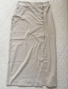 ZARA ギンガムチェック　スリット入りロングタイトスカート