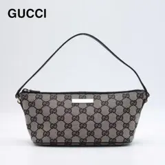 極美品 GUCCI グッチ GGキャンバス アクセサリーポーチ ベージュ ロゴ