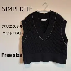 SIMPLICITE ポリエステルニットベスト ベイクルーズ ブラックのサムネイル