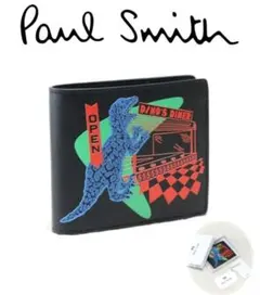 新品【PS ポールスミス】人気のダイナソーモチーフ 二つ折り財布 黒 シール付き