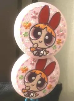 パワーパフガールズ　刺繍缶バッジ　ブロッサム　2個セット
