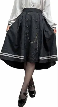 axes femme 連ボタンフィッシュテールスカート ストライプ スクール風