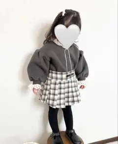 グレー トップス チェック柄スカート 95cm bunnytail