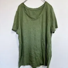 早い者勝ち✨️オリーブグリーン Vネック Tシャツ Lサイズ 半袖 無地 シンプル