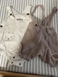 Miffyサロペット ボリスブランシェス　ボリスニットサロペット2枚セット