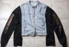 古着リメイク　デニムジャケット×トラックジャケット　ドッキング再構築