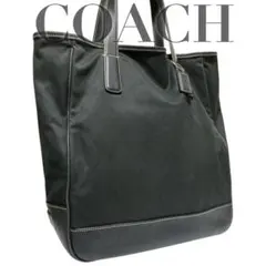 COACH コーチ ハンプトンズ トート ブラック ナイロン レザー 7707