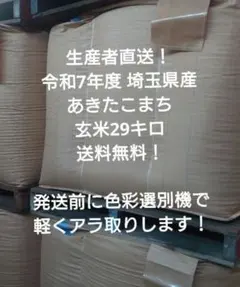 令和7年度 埼玉県産⭐あきたこまち⭐玄米29キロ 送料無料のサムネイル