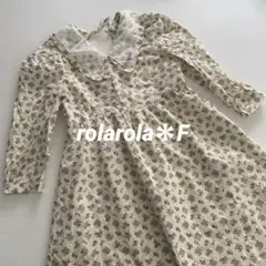 rolarola＊紫花柄＊七分丈＊ひざ丈ワンピース＊アイボリー＊F