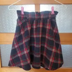 レディース フレアスカート 紺色と赤のチェック柄 Mサイズ