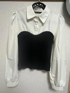 ニットビスチェ風ブラウス