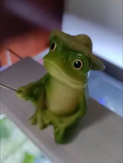釣りをするカエル 置物 インテリア
