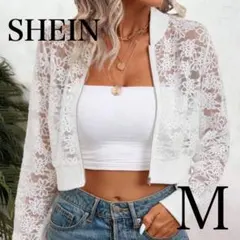 SHEIN LUNE 花柄レース ジップ ブルゾン Mのサムネイル