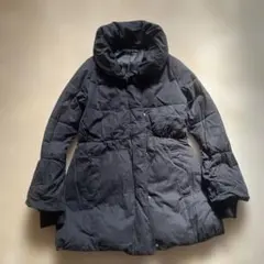 ブラック ハイネック ロングダウンジャケット