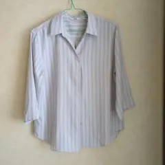 UNIQLO ストライプ柄 七分袖スキッパーシャツ