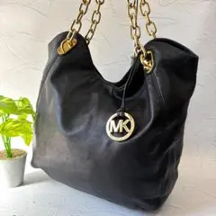 【人気】MICHAEL KORS チェーン ショルダーバッグ レザー ブラック