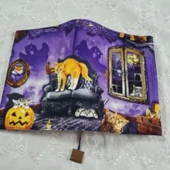 ブックカバー文庫本用◇ハロウィン◇お化け屋敷の猫◇再販なし1点のみ