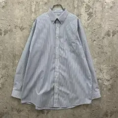 エルエルビーン　アウトドア　ストライプ　長袖シャツ　古着　ブルー　ホワイト　XL