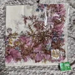 【未使用】HERBS 白花布 花柄 大判ハンカチ スカーフ 桐生織 綿100％