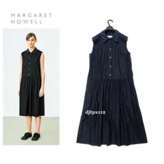 最終値下げ　MARGARET HOWELL ノースリーブワンピース ネイビー美品 2025年最新】マーガレットハウエル ワンピース ノースリーブの