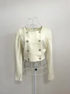 MISTREASS クリーム色 ダブルブレスト クロップドトップス