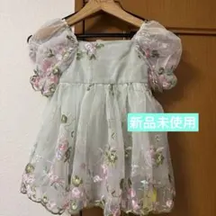 SHEIN ベビードレス 12M ミントグリーン　刺繍　半袖