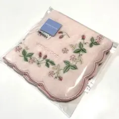 新品 WEDGWOOD ウェッジウッド タオルハンカチ ピンク 花柄刺繍 大判のサムネイル