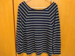 Letter パープル・ベージュ ボーダーTシャツ M