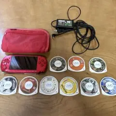 レッド PSP本体 + UMDソフト9本セット