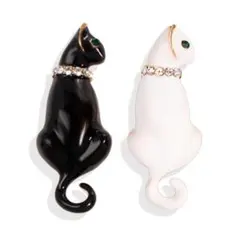 猫の置物 2点 黒猫 白猫 - メルカリ