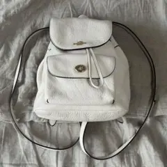 極美品COACH リュック ペブルドレザー アイボリー手提げバックターン 