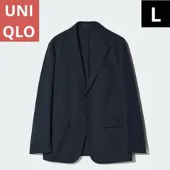 【美品】ユニクロ 感動ジャケット L ネイビー 紺色 スーツ コットン ライト