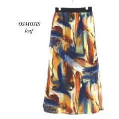 OSMOSIS　loaf　プリントサイドスリットスカート　ブルー　オズモーシスのサムネイル
