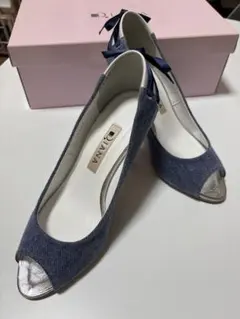 ❗️美品❗️DIANA ダイアナ　バックリボン　デニム　ヒール
