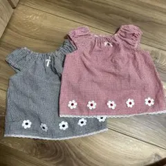 赤と黒のギンガムチェックトップス 90