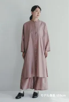 値下げmiiThaaiiミーターイー シルクコットンワンピースモーヴ 伊藤